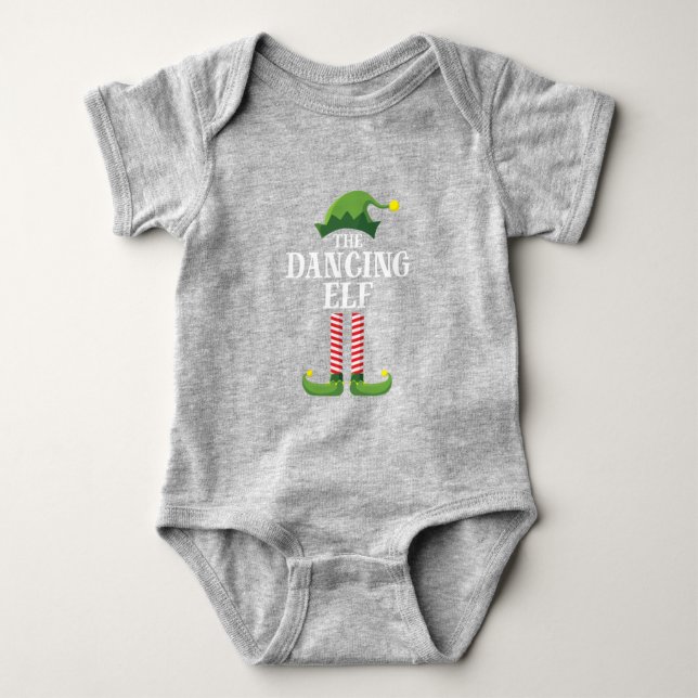 Dancing Elf Matching Family Group Christmas Party Baby Bodysuit (Front)