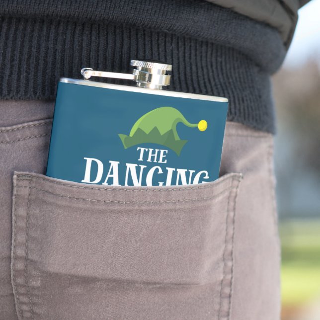 Dancing Elf Matching Family Group Christmas Party Flask (In Situ)