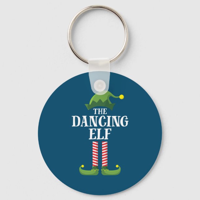 Dancing Elf Matching Family Group Christmas Party Keychain (Front)