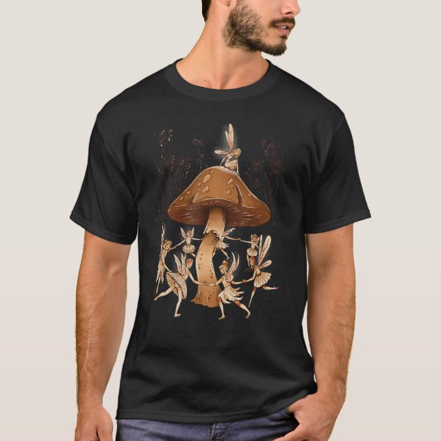 Dancing Fairies Magical Mushroom Design T-Shirt (Front)