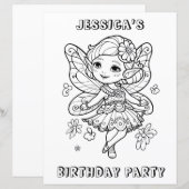 Dancing fairy birthday party coloring activity  (Front/Back)
