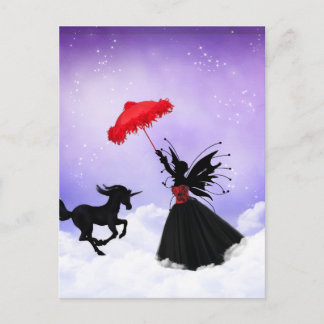 dancing fairy with unicorn postcard