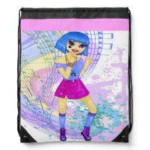 Dancing fashion illustration with bright blue hair