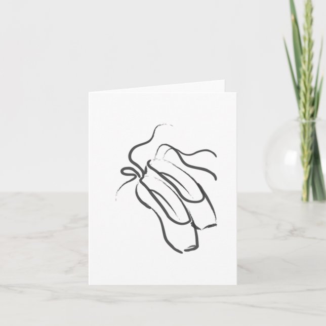 Dancing feet black ballet slippers note card (Front)