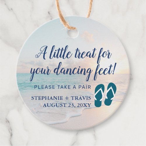 Dancing Feet Flip Flops Beach Wedding Favor Tags