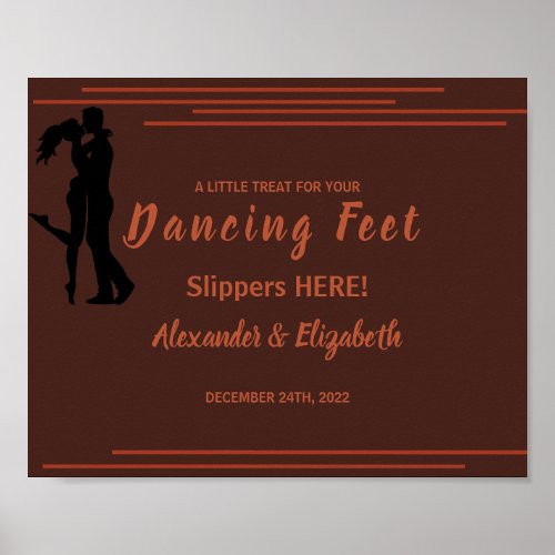 Dancing Feet Flip Flops  Dark Wedding Sign