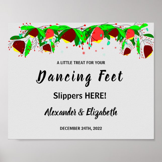 Dancing Feet Flip Flops | Flowers Wedding Sign (Front)