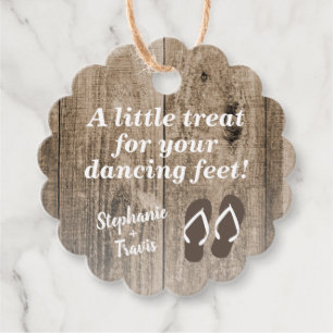 Dancing Feet Flip Flops Rustic Wedding Favor Tags