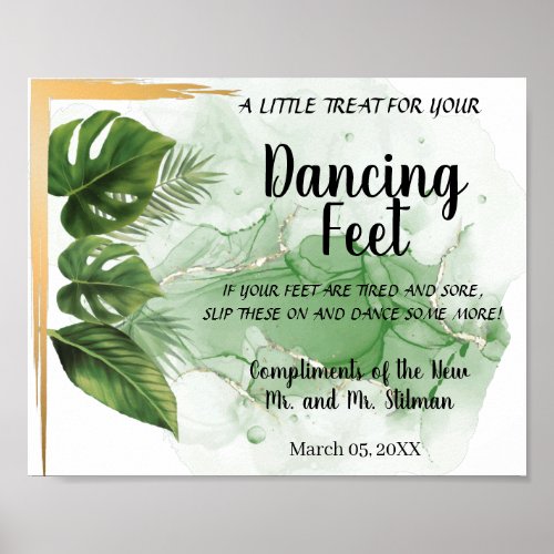 Dancing Feet Flip Flops Wedding Tropical Palm Sign