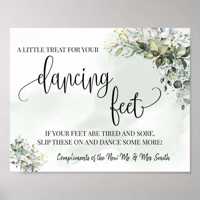 Dancing feet sign flip flops wedding eucalyptus (Front)