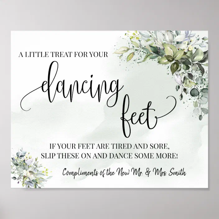Pink Dancing Shoes Flip-Flop Tired Feet Personalised Wedding Sign Poster 