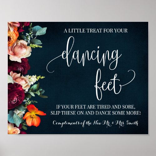 Dancing Feet Sign Flip Flops Wine Navy Wedding