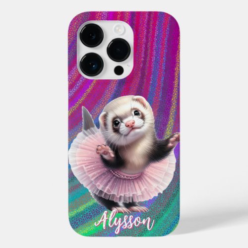 Dancing Ferret in a Tutu Doing Ballet Case_Mate iPhone 14 Pro Case