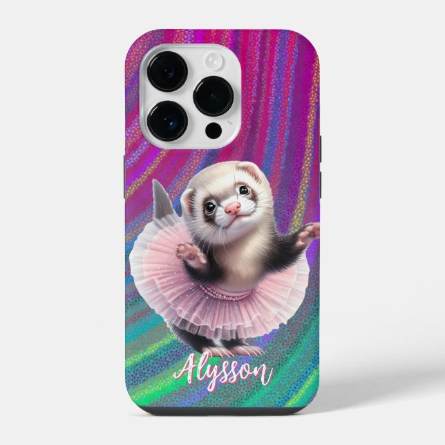 Dancing Ferret in a Tutu Doing Ballet Iphone Case (Back)