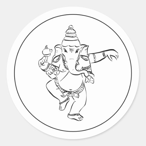Dancing Festive Ganesh  Indian God  Classic Round Sticker