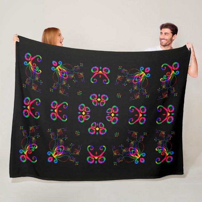 Dancing Fiesta Flowers Fleece Blanket (In Situ)