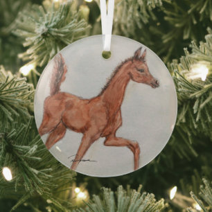 Dancing Filly by Hevener Glass Ornament