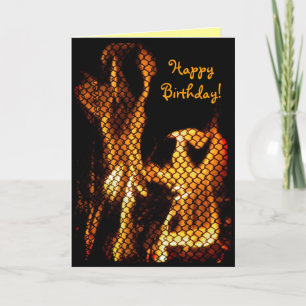 Dancing Fire Birthday Card
