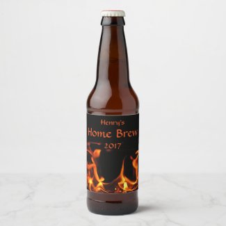 Dancing Fire Flames Orange and Black Beer Label