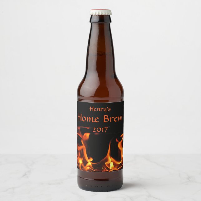 Dancing Fire Flames Orange and Black Beer Label (Front)