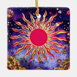 “Dancing Fire of the Cosmos” The Sun Ceramic Ornament