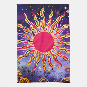 “Dancing Fire of the Cosmos” The Sun Kitchen Towel