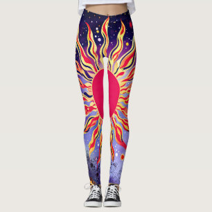 “Dancing Fire of the Cosmos” The Sun Leggings