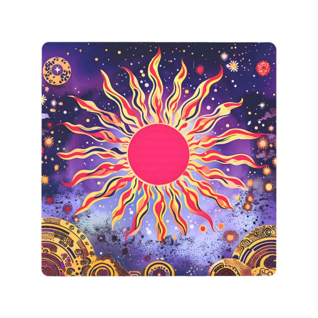 “Dancing Fire of the Cosmos” The Sun Metal Print (Front)