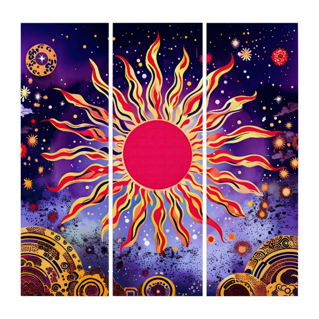 “Dancing Fire of the Cosmos” The Sun Triptych (Front)