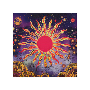“Dancing Fire of the Cosmos” The Sun Wood Wall Art