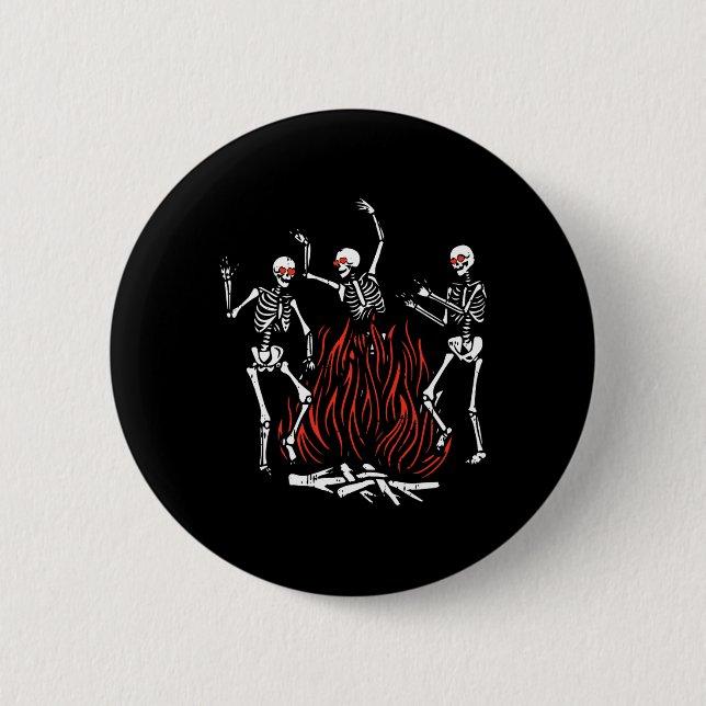 Dancing Fire Valentines Day Funny Bones Heart Love Button (Front)