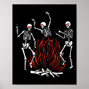 Dancing Fire Valentines Day Funny Bones Heart Love Poster