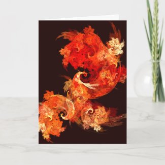 Dancing Firebirds Abstract Art Greeting Card