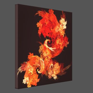 Dancing Firebirds Abstract Wrapped Canvas Print