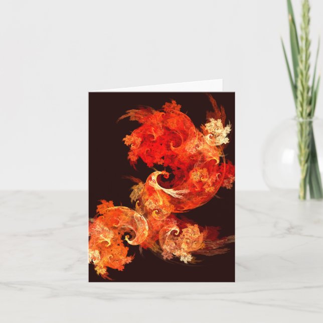Dancing Firebirds Art Modern Fractal Abstract Card (Front)