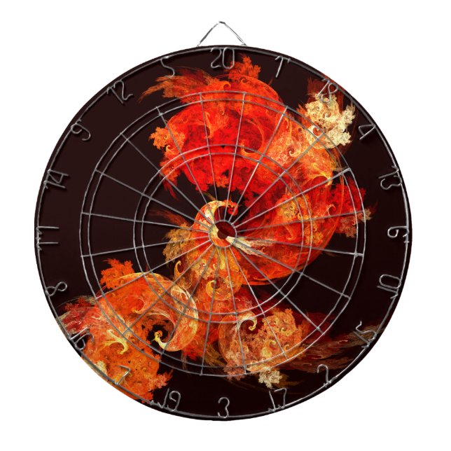 Dancing Firebirds Art Modern Fractal Abstract Dart Board (Front)