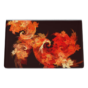 Dancing Firebirds Art Modern Fractal Abstract Desk Business Card Holder