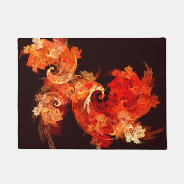 Dancing Firebirds Art Modern Fractal Abstract Doormat (Front)
