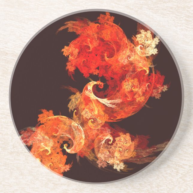 Dancing Firebirds Art Modern Fractal Abstract Drink Coaster (Front)