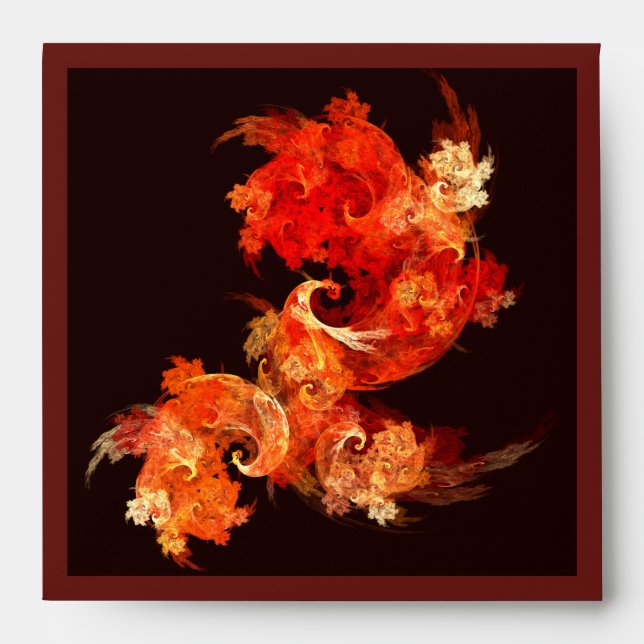Dancing Firebirds Art Modern Fractal Abstract Envelope (Front)