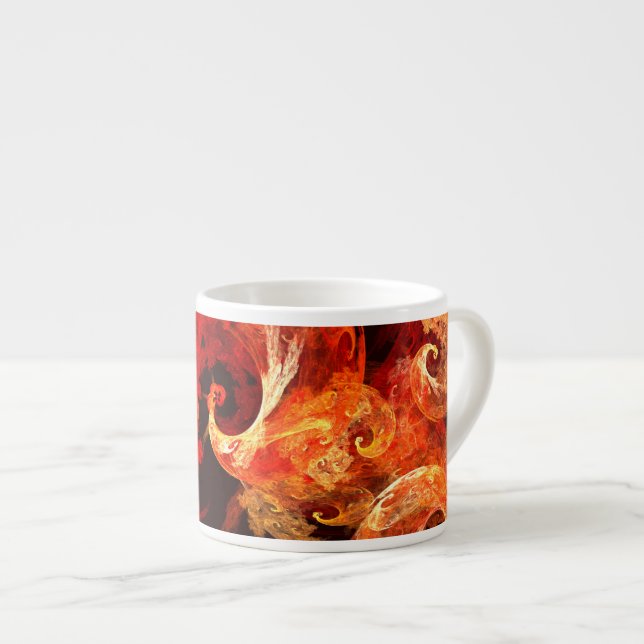 Dancing Firebirds Art Modern Fractal Abstract Espresso Cup (Front Right)