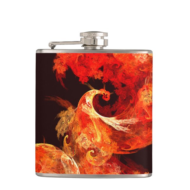 Dancing Firebirds Art Modern Fractal Abstract Flask (Front)
