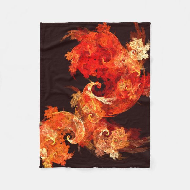 Dancing Firebirds Art Modern Fractal Abstract Fleece Blanket (Front)