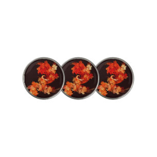 Dancing Firebirds Art Modern Fractal Abstract Golf Ball Marker
