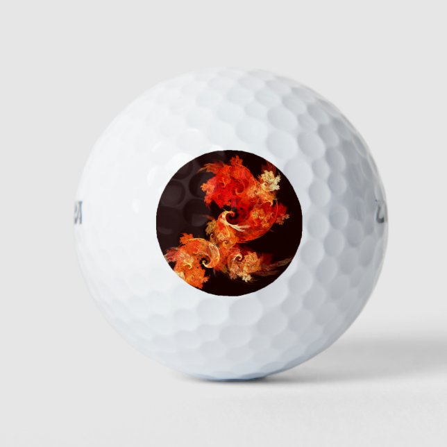 Dancing Firebirds Art Modern Fractal Abstract Golf Balls (Front)