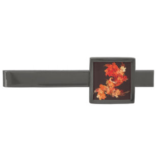 Dancing Firebirds Art Modern Fractal Abstract Gunmetal Finish Tie Clip