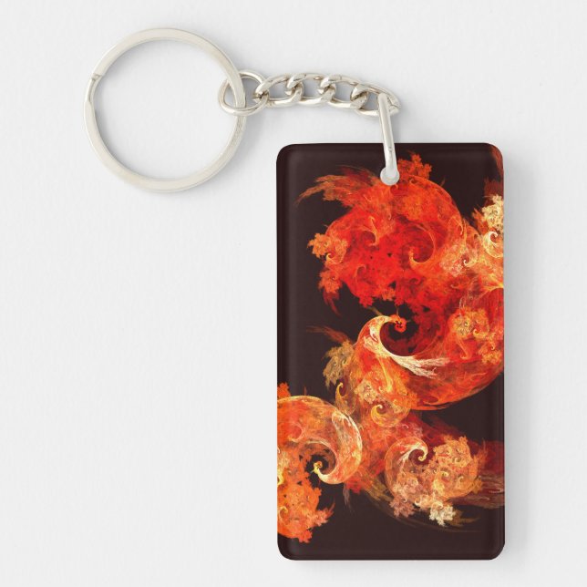 Dancing Firebirds Art Modern Fractal Abstract Keychain (Front)
