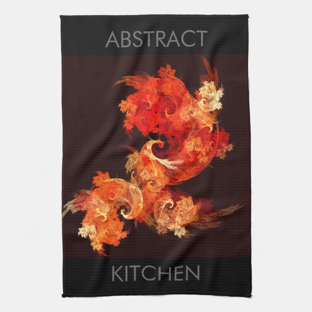Dancing Firebirds Art Modern Fractal Abstract Kitchen Towel (Vertical)