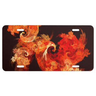 Dancing Firebirds Art Modern Fractal Abstract License Plate