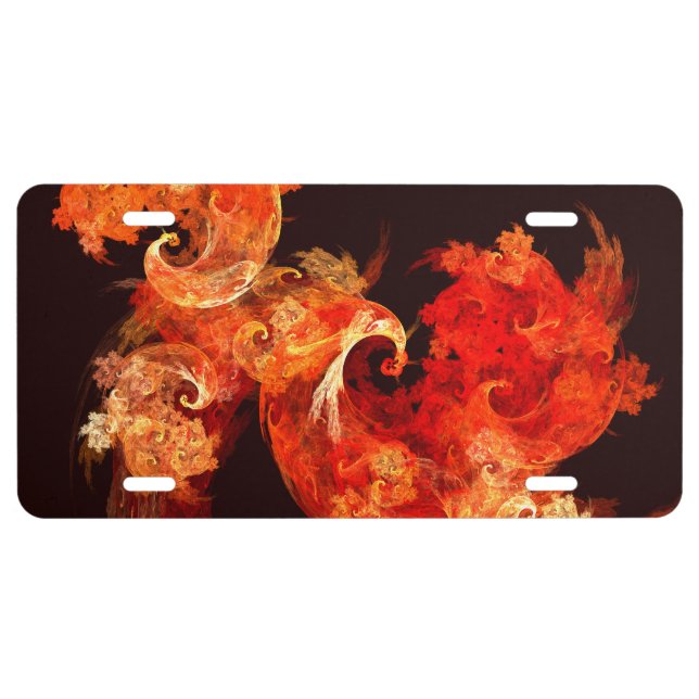 Dancing Firebirds Art Modern Fractal Abstract License Plate (Front)